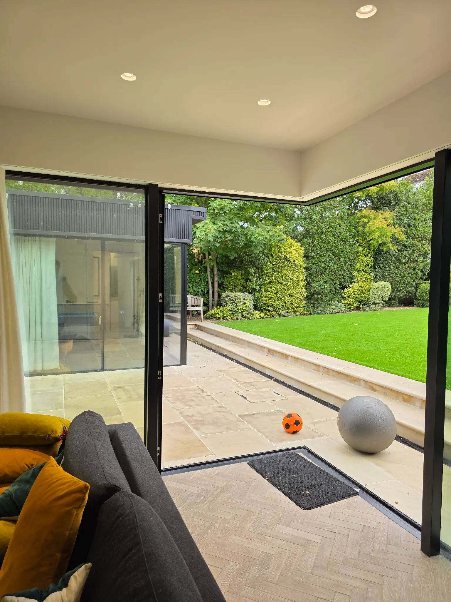 Corner sliding door open position